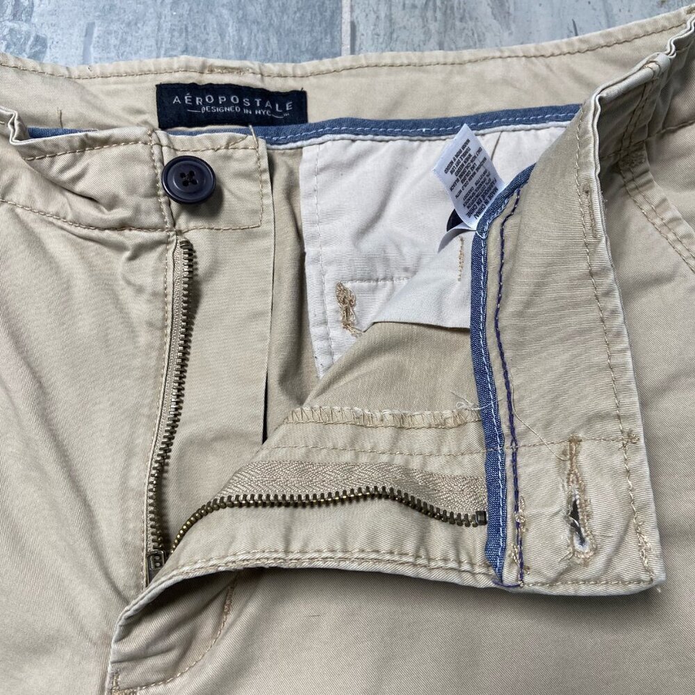 Aeropostale Flat-Front Chino Shorts Tan Khaki Size 36 - Picture 4 of 7